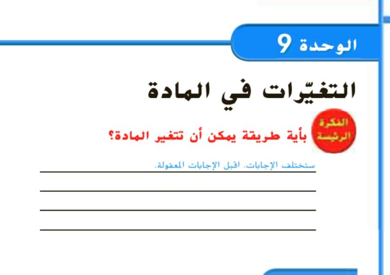 دليل المعلم وحدة تغيرات المادة للصف الثالث الفصل الثالث دليل المعلم وحدة تغيرات المادة للصف الثالث الفصل الثالث
