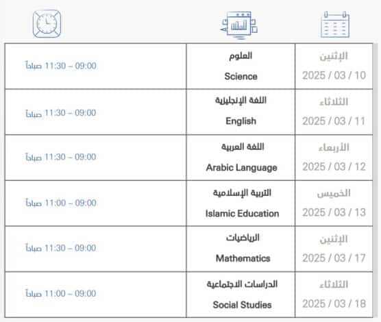 جدول اختبارات نهاية الفصل الثاني الصف التاسع عام جدول اختبارات نهاية الفصل الثاني الصف التاسع عام