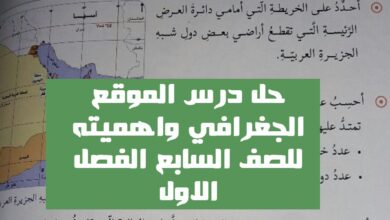 حل درس الموقع الجغرافي واهميته للصف السابع الفصل الاول