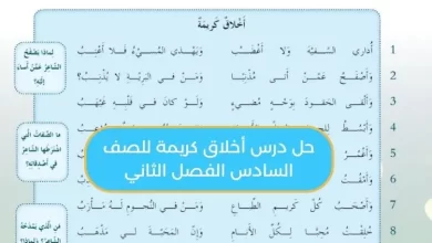 حل درس أخلاق كريمة للصف السادس الفصل الثاني