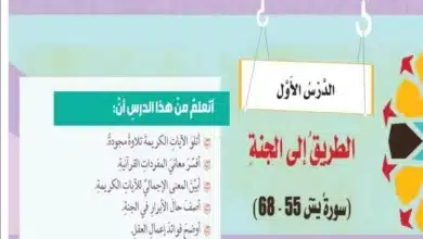حل درس الطريق إلى الجنة للصف الثامن الفصل الثالث 1