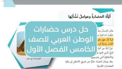 حل درس حضارات الوطن العربي للصف الخامس الفصل الأول