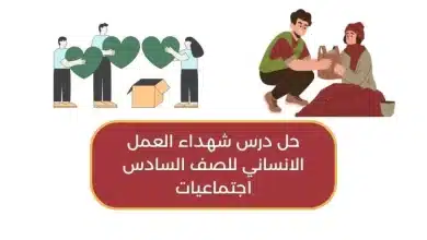 حل درس شهداء العمل الانساني للصف السادس اجتماعيات