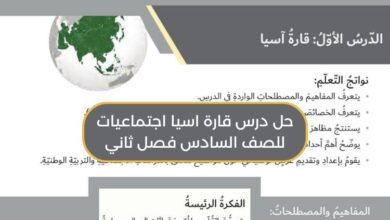 حل درس قارة اسيا اجتماعيات للصف السادس فصل ثاني
