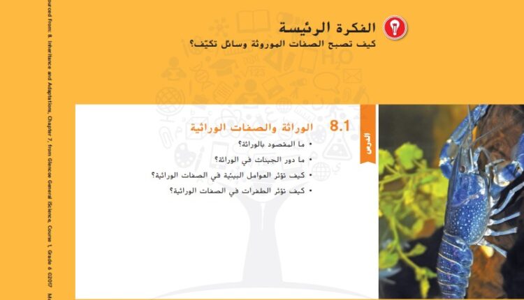 كتاب العلوم الوحدة الثامنة الوراثة ووسائل التكيف للصف الثامن الفصل الثاني