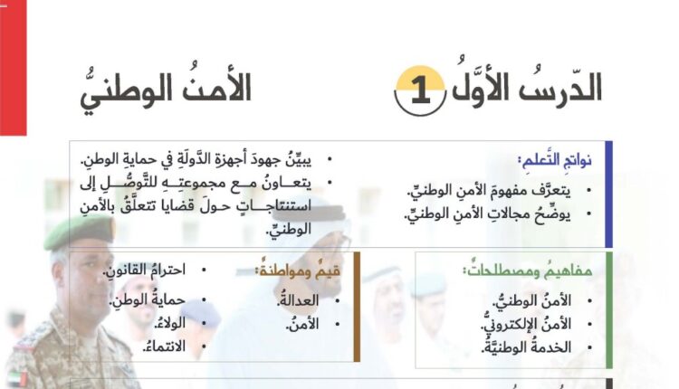 حل درس الأمن الوطني اجتماعيات للصف الثامن الفصل الاول