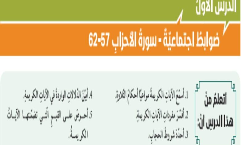 حل درس ضوابط اجتماعية للصف الحادي عشر الفصل الثالث
