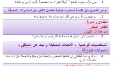 حل درس غولة النهر عربي للصف الثامن الفصل الثاني