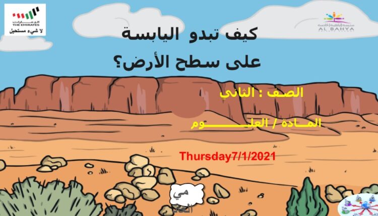حل درس كيف تبدو اليابسة على سطح الأرض