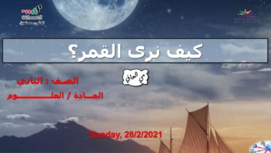 حل درس كيف نرى القمر علوم للصف الثاني الفصل الثاني