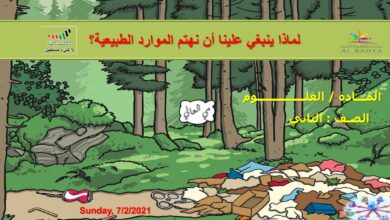 حل درس لماذا ينبغي علينا أن نهتم بالموارد الطبيعية للصف الثاني الفصل الثاني