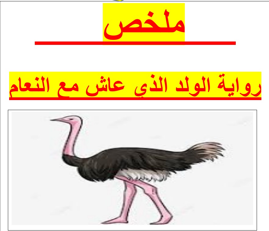 تلخيص رواية الولد الذي عاش مع النعام للصف السابع الفصل الثالث 1 تلخيص رواية الولد الذي عاش مع النعام للصف السابع الفصل الثالث
