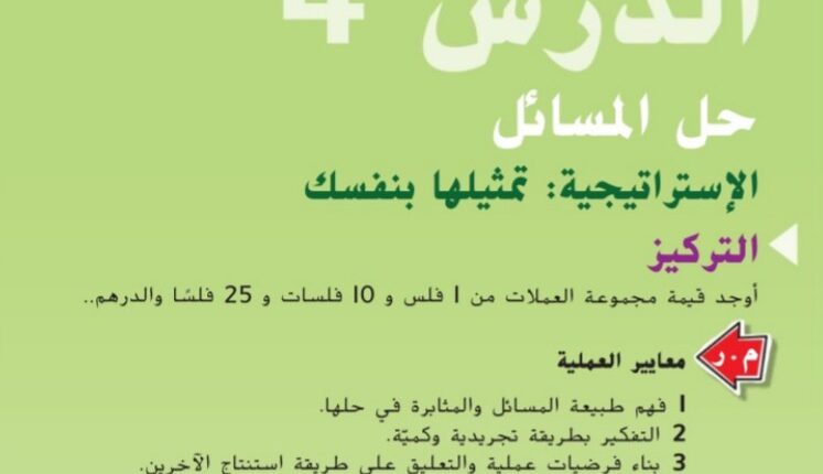 حل درس حل المسائل الاستراتيجية تمثيلها بنفسك للصف الثاني الفصل الثالث