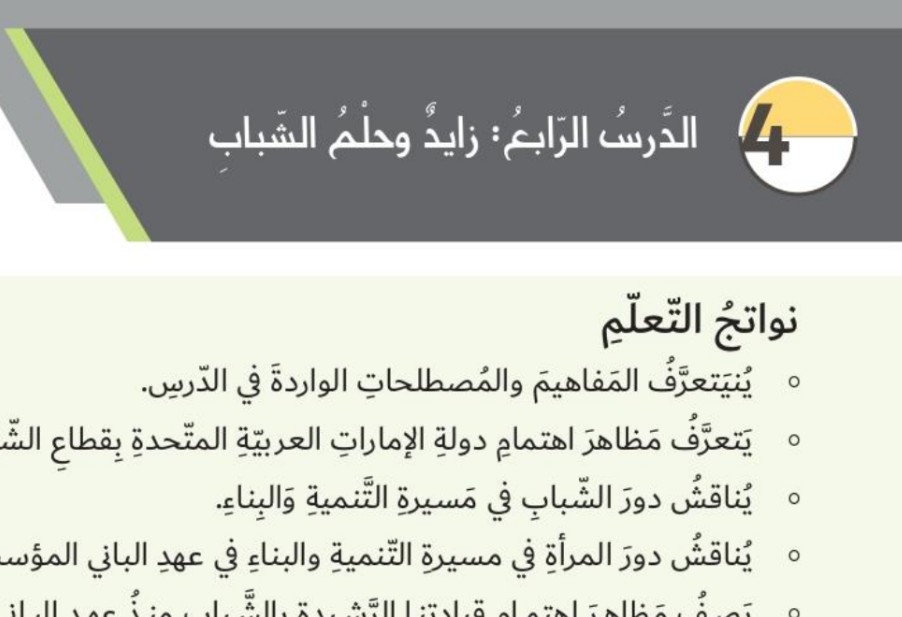 حل درس زايد وحلم الشباب للصف الثاني الفصل الثاني