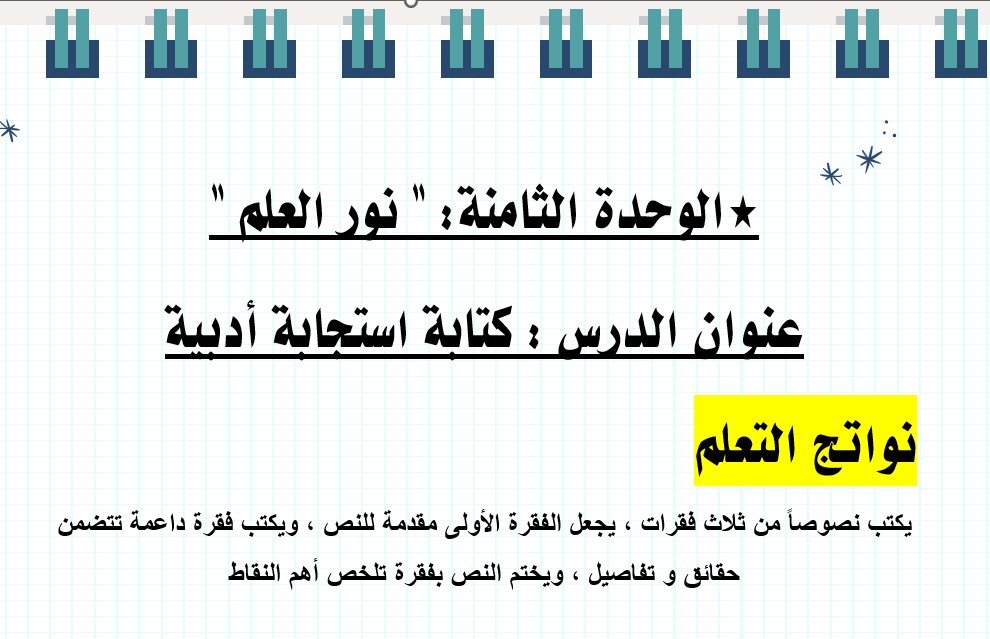 حل درس كتابة استجابة أدبية للصف الخامس الفصل الثالث