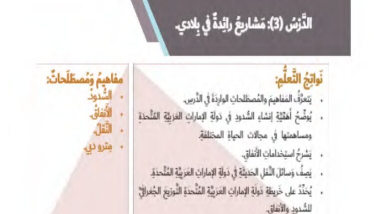 حل درس مشاريع رائدة في بلادي للصف الرابع الفصل الثالث