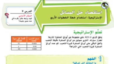 حل درس استخدام خطة الخطوات الاربع للصف الخامس الفصل الاول