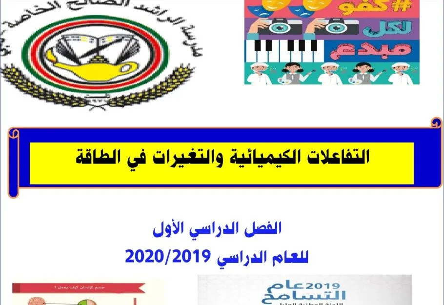 حل درس التفاعلات الكيميائية والتغيّرات في الطاقة الصف الثامن الفصل الاول