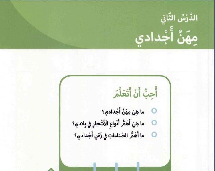 حل درس مهن أجدادي اجتماعيات للصف الأول الفصل الثاني