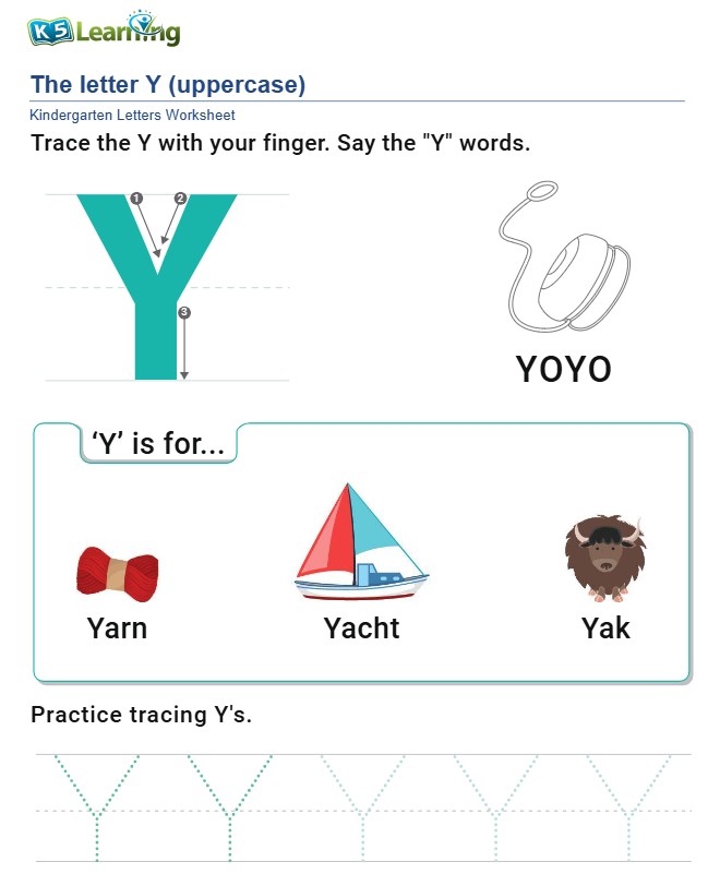 ورقة عمل درس letter Y اللغة الإنجليزية للصف الأول الفصل الثاني
