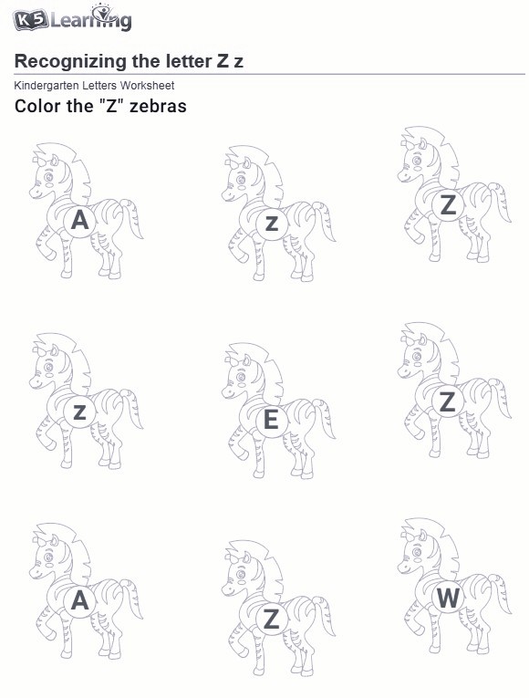 ورقة عمل درس letter Z اللغة الإنجليزية للصف الأول الفصل الثاني