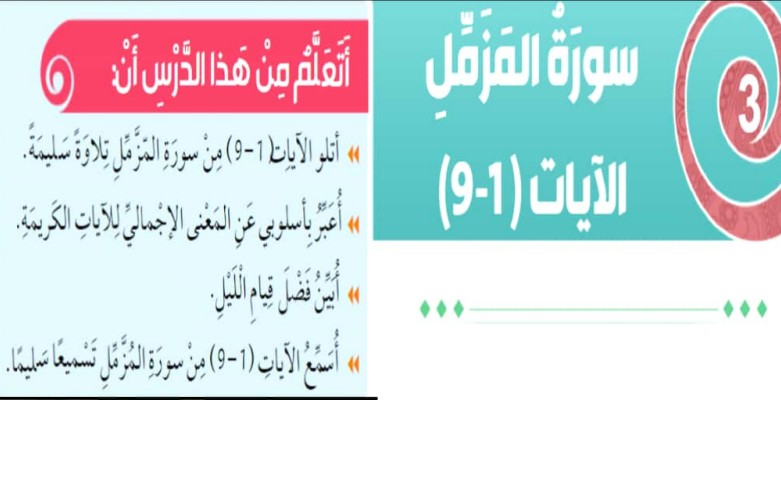حل درس سورة المزمل للصف الثالث الفصل الثاني