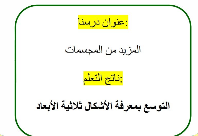 حل درس المزيد من المجسمات للصف الثالث الفصل الثالث