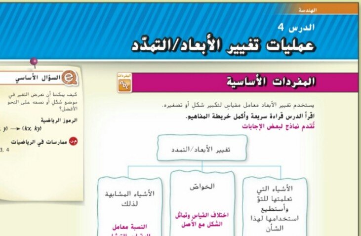 حل درس عمليات تغيير الأبعاد – التمدد للصف الثامن الفصل الثاني