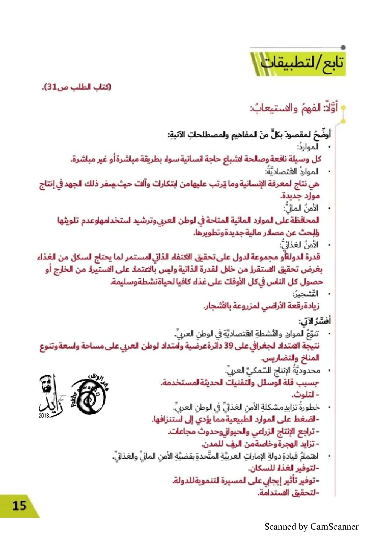 حل درس إدارة الموارد والأنشطة الاقتصادية في الوطن العربي