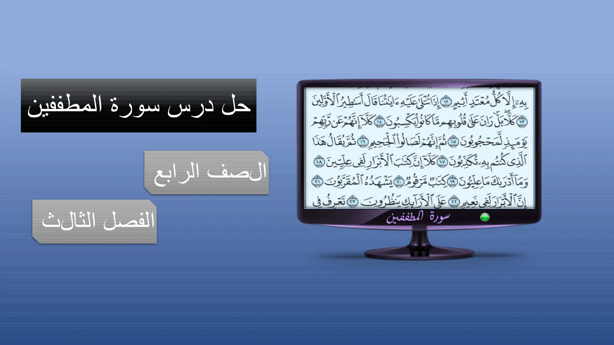 حل درس سورة المطففين للصف الرابع الفصل الثالث