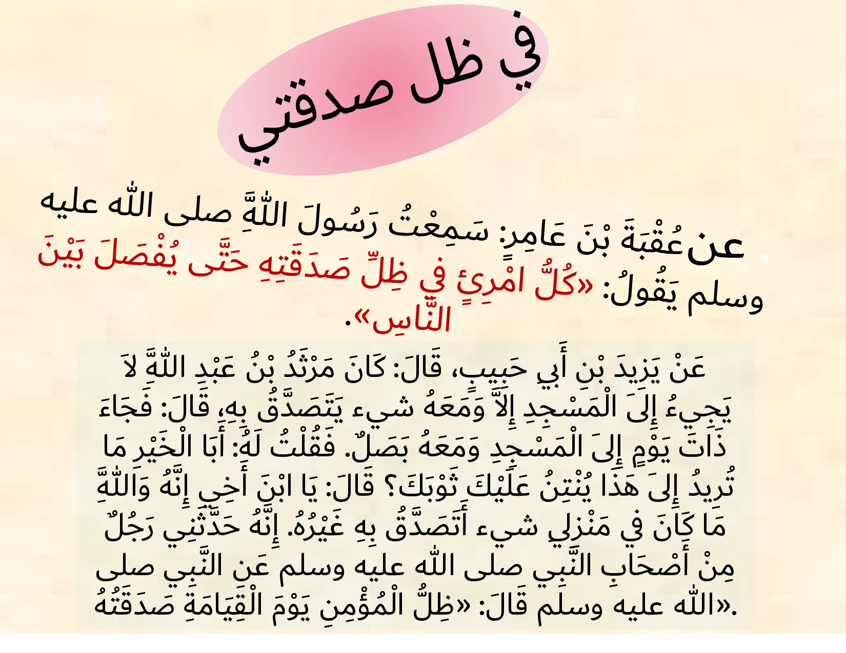 حل درس في ظل صدقتي اسلامية صف رابع الفصل الثالث