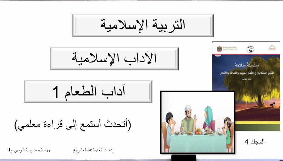 حل درس من آداب الطعام الصف الاول الفصل الثالث