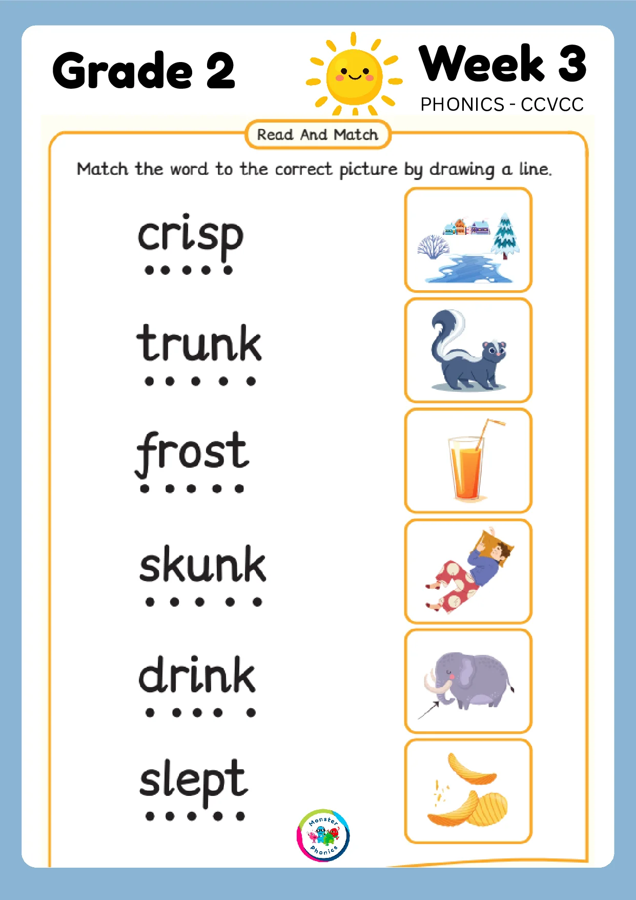 ورقة عمل الأسبوع 3 PHONICS Transportation انجليزية الصف الثاني