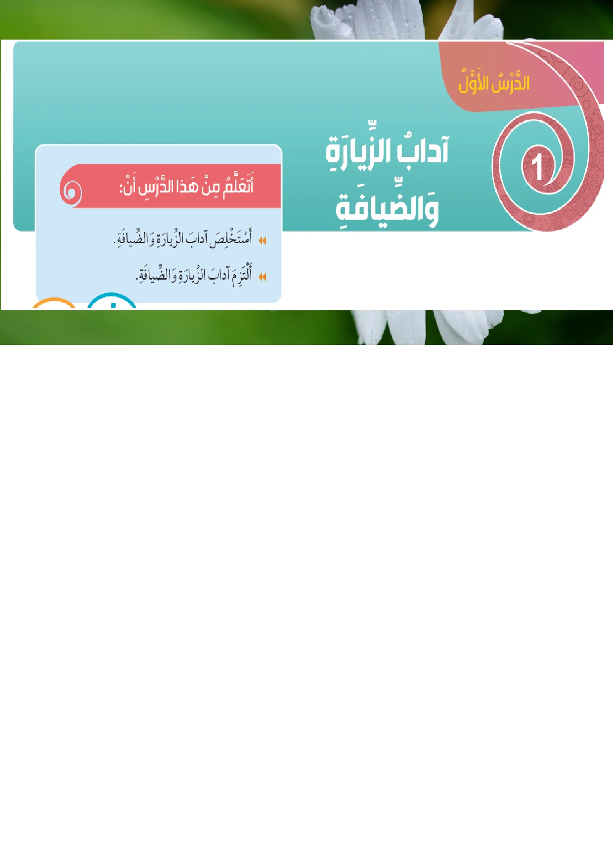 حل درس آداب الزيارة والضيافة اسلامية الصف الثاني الفصل الاول