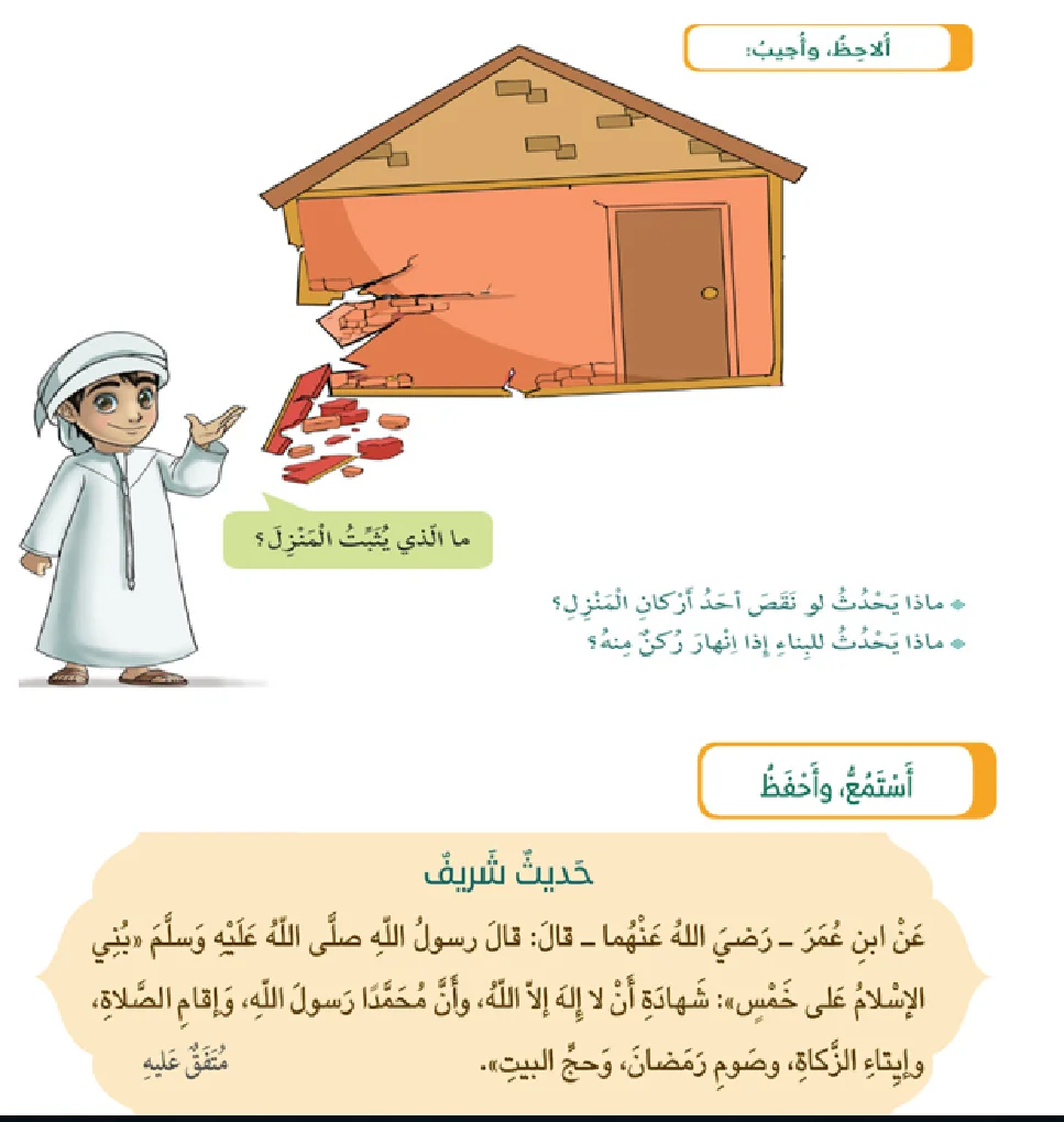 حل درس اركان الإسلام اسلامية الصف الاول الفصل الاول