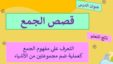 حل درس قصص الجمع للصف الاول الفصل الأول