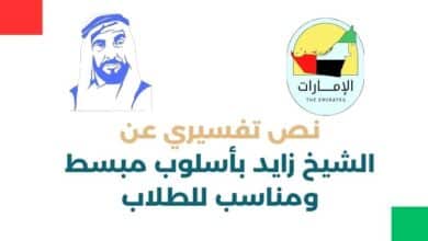 نص تفسيري عن الشيخ زايد بأسلوب مبسط ومناسب للطلاب